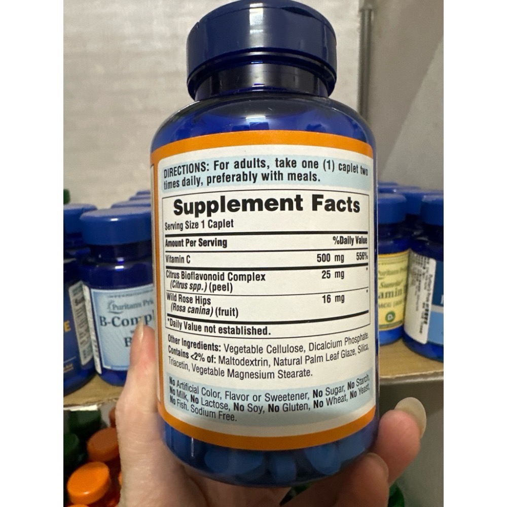 現貨Puritan＇s Pride 🇺🇸普麗普萊💜維生素 C-500 毫克含玫瑰果長效緩釋型 250 錠-細節圖2