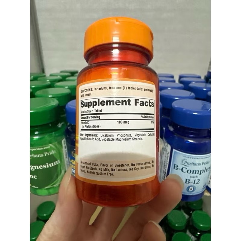 現貨Puritan＇s Pride 美國🇺🇸普麗普萊💜維生素K 100 微克100粒-細節圖4