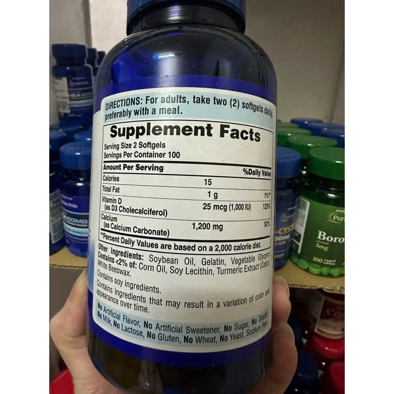 Puritan＇s Pride 🇺🇸普麗普萊💜易吸收鈣 1200 毫克 + 維生素D3（200粒）-細節圖2