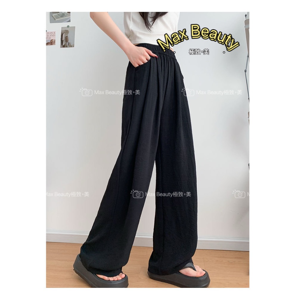 Max Beauty 極致。美 冰絲山本褲 闊腿褲 視覺增高 顯瘦 口袋 彈力 高腰 拖地褲 防曬 好搭 不易變形M17-細節圖8