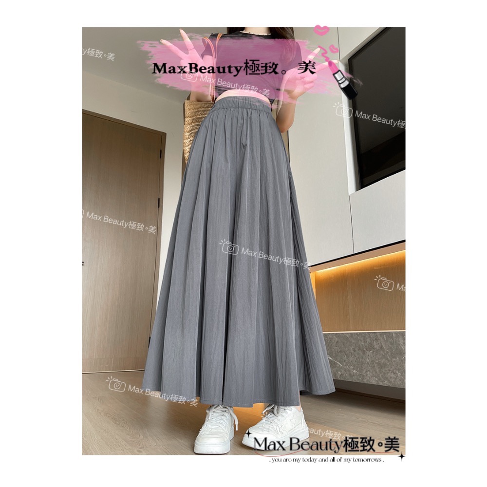 Max Beauty極致。美 涼感山本褲裙 寬版 不易皺 顯瘦 延伸比例 柔軟 修飾下半身 冰絲 9分褲 日系M48-細節圖7