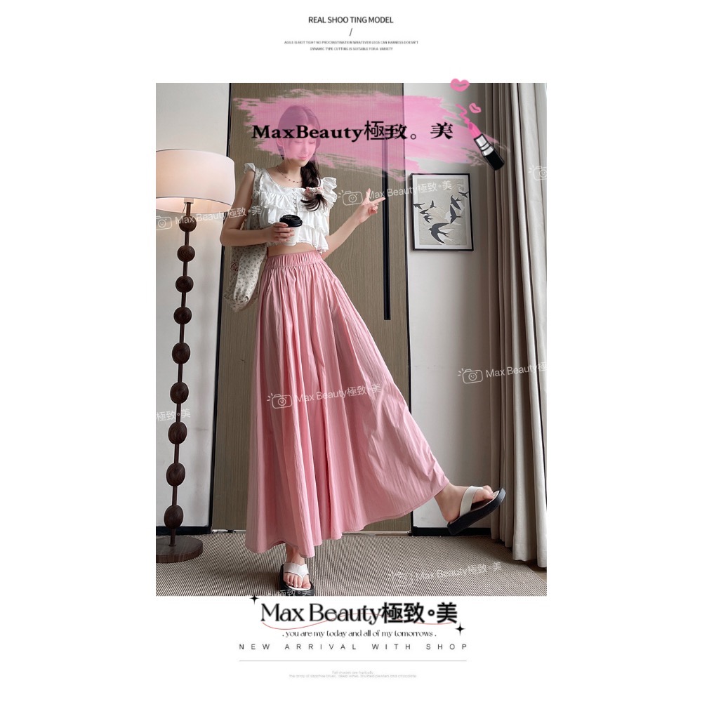 Max Beauty極致。美 涼感山本褲裙 寬版 不易皺 顯瘦 延伸比例 柔軟 修飾下半身 冰絲 9分褲 日系M48-規格圖11
