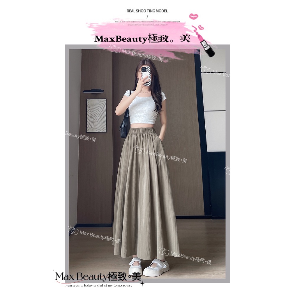 Max Beauty極致。美 涼感山本褲裙 寬版 不易皺 顯瘦 延伸比例 柔軟 修飾下半身 冰絲 9分褲 日系M48-規格圖11