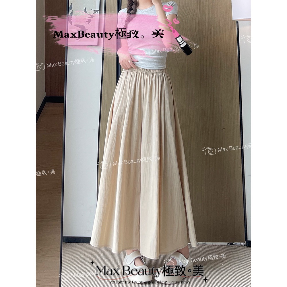 Max Beauty極致。美 涼感山本褲裙 寬版 不易皺 顯瘦 延伸比例 柔軟 修飾下半身 冰絲 9分褲 日系M48-規格圖11