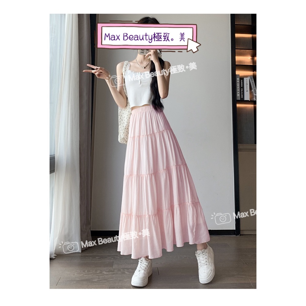 Max Beauty極致。美 氣質澎澎蛋糕裙 層次感 顯比例 修長 簡約 百搭 藏肉 韓系 垂墜 半身裙 過膝裙 M52-細節圖10