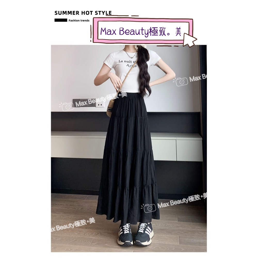 Max Beauty極致。美 氣質澎澎蛋糕裙 層次感 顯比例 修長 簡約 百搭 藏肉 韓系 垂墜 半身裙 過膝裙 M52-細節圖11