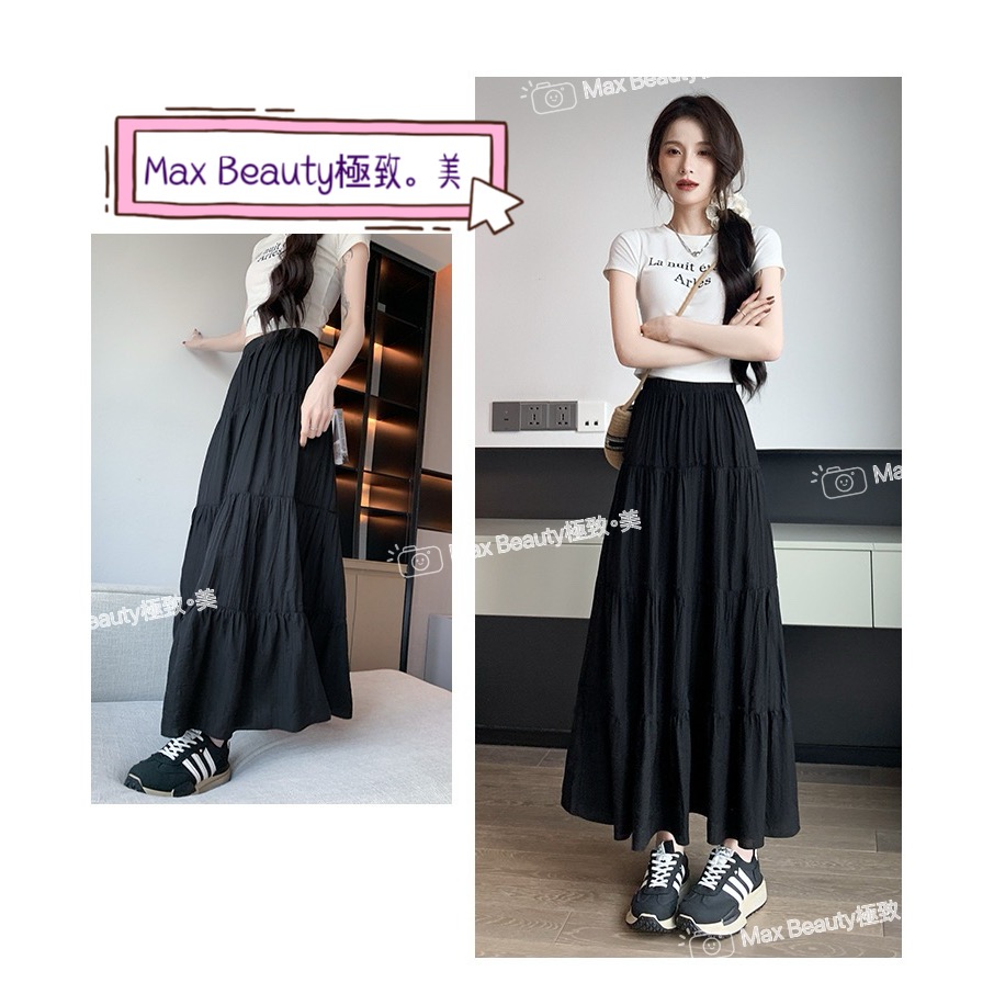 Max Beauty極致。美 氣質澎澎蛋糕裙 層次感 顯比例 修長 簡約 百搭 藏肉 韓系 垂墜 半身裙 過膝裙 M52-規格圖11