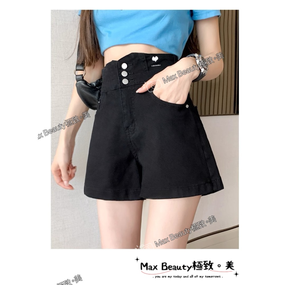 Max Beauty極致。美 超高腰排扣後交叉牛仔短褲 包覆贅肉 背交叉 立體剪裁 顯瘦翹臀 拉長比例 單寧 收腹M20-規格圖11