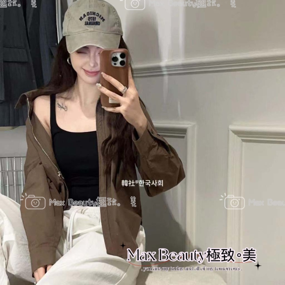 Max Beauty極致。美 螺紋小方領一體杯細肩背心 百搭 懶人必備 居家 外出 免穿內衣 無鋼圈 彈性 K49-規格圖8