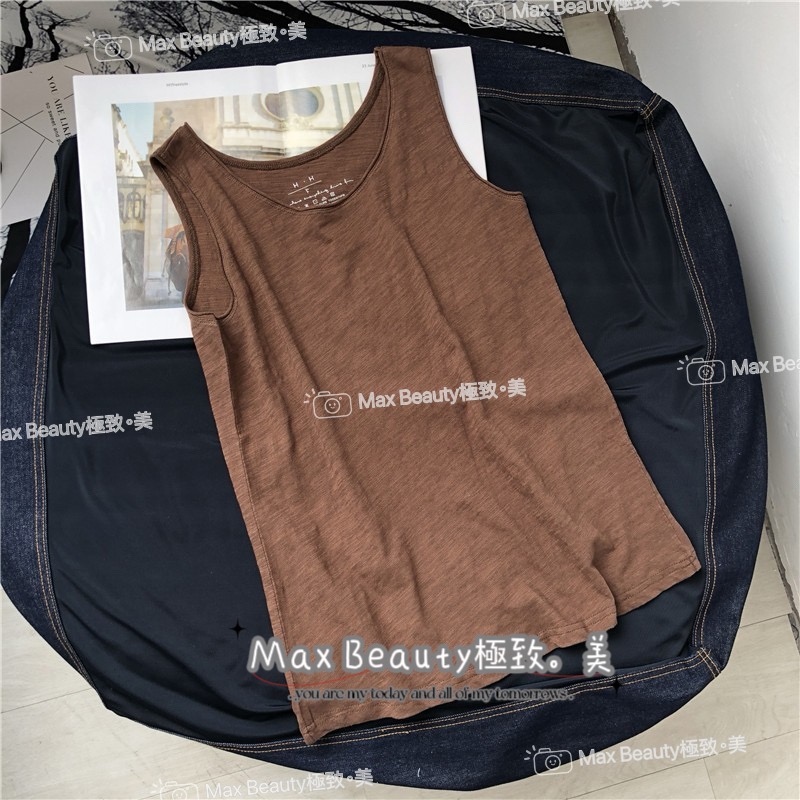 Max Beauty極致。美 竹節棉寬鬆無袖背心 夏季必備 透氣涼爽 日韓系 百搭 素色 工字背心 韓妞背心 不透K93-細節圖4