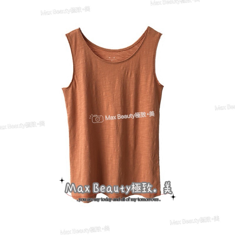 Max Beauty極致。美 竹節棉寬鬆無袖背心 夏季必備 透氣涼爽 日韓系 百搭 素色 工字背心 韓妞背心 不透K93-細節圖9