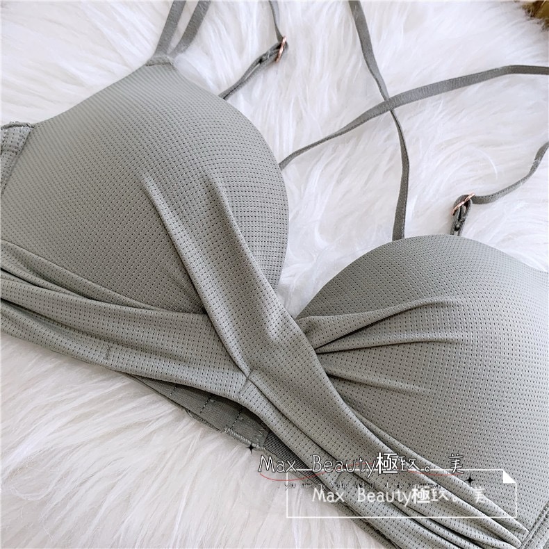 Max Beauty極致。美 簡約雙肩帶美背內衣 聚攏 爆乳 美背 小胸族 造型內衣 內褲成套 三角褲 韓系內衣 A75-細節圖5