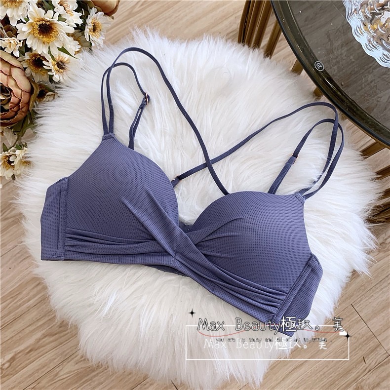 Max Beauty極致。美 簡約雙肩帶美背內衣 聚攏 爆乳 美背 小胸族 造型內衣 內褲成套 三角褲 韓系內衣 A75-細節圖8
