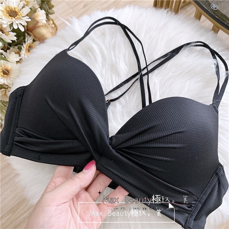 Max Beauty極致。美 簡約雙肩帶美背內衣 聚攏 爆乳 美背 小胸族 造型內衣 內褲成套 三角褲 韓系內衣 A75-規格圖11