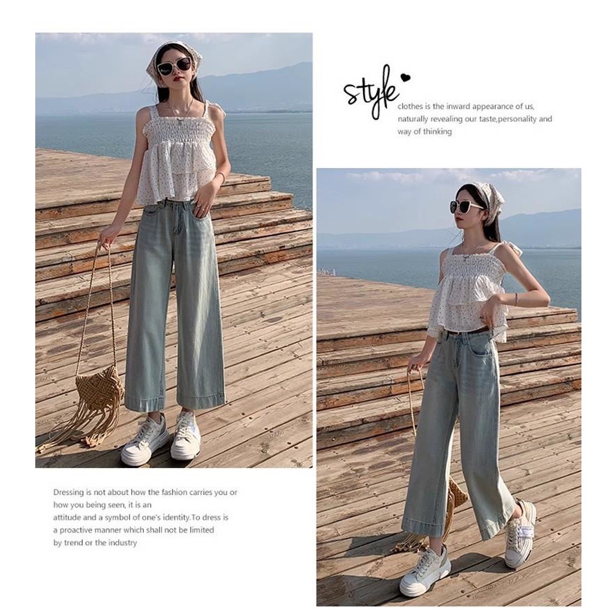 Max Beauty極致。美 高腰涼感冰絲闊腿褲 九分褲 輕薄 天絲 牛仔褲 顯瘦藏肉 單寧 夏天 寬褲 女褲矮個M56-細節圖6