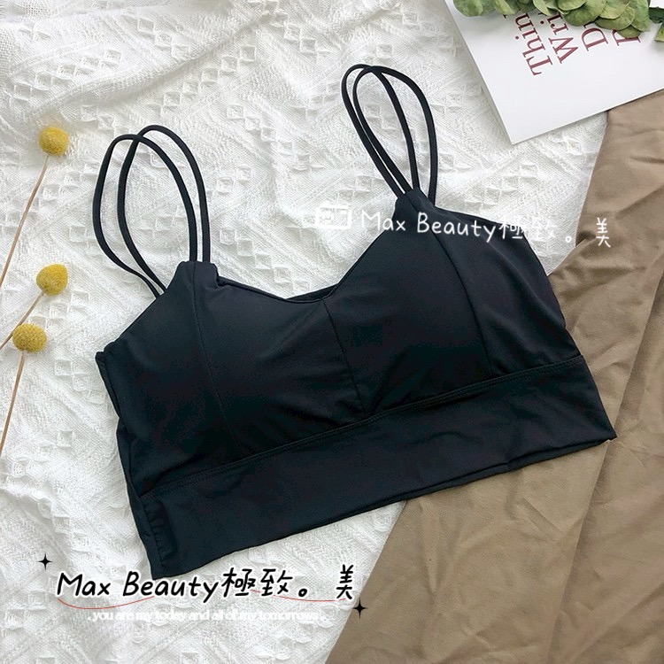 Max Beauty極致。美 冰絲雙肩帶美背小可愛 運動內衣 居家小可愛 百搭 短版小可愛 無鋼圈 無痕 爆乳美背A74-規格圖11