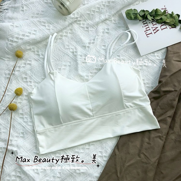 Max Beauty極致。美 冰絲雙肩帶美背小可愛 運動內衣 居家小可愛 百搭 短版小可愛 無鋼圈 無痕 爆乳美背A74-規格圖11