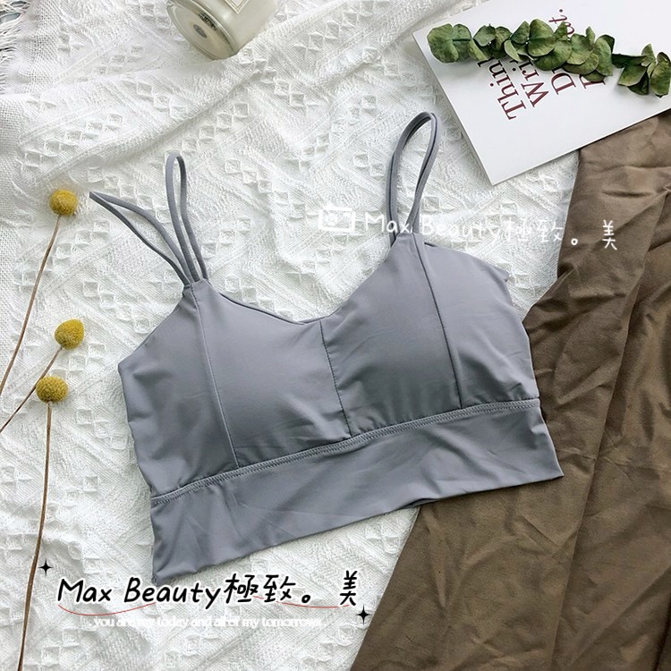 Max Beauty極致。美 冰絲雙肩帶美背小可愛 運動內衣 居家小可愛 百搭 短版小可愛 無鋼圈 無痕 爆乳美背A74-規格圖11