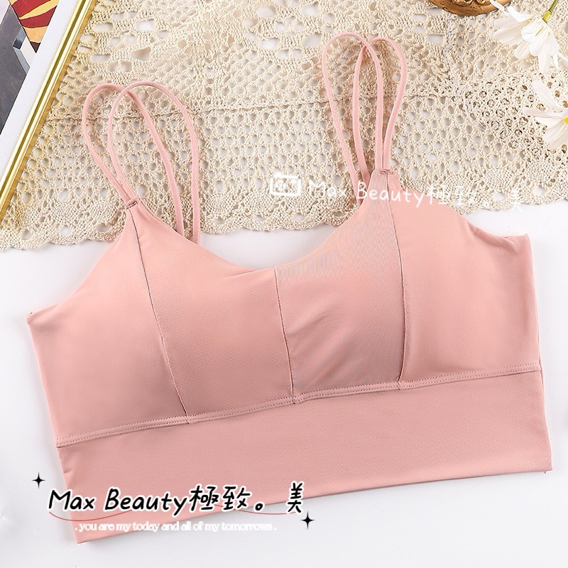 Max Beauty極致。美 冰絲雙肩帶美背小可愛 運動內衣 居家小可愛 百搭 短版小可愛 無鋼圈 無痕 爆乳美背A74-規格圖11