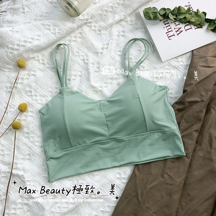 Max Beauty極致。美 冰絲雙肩帶美背小可愛 運動內衣 居家小可愛 百搭 短版小可愛 無鋼圈 無痕 爆乳美背A74-規格圖11