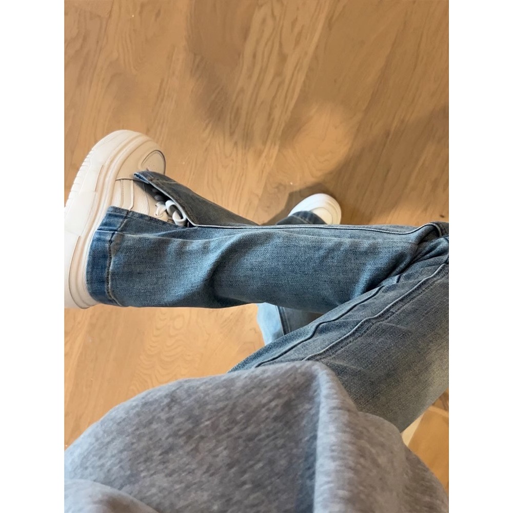 Max Beauty極致。美 韓版微喇叭牛仔褲 單寧 百搭 顯瘦增高 微肉腿 長褲 女性 工作褲單寧喇叭褲 挺版 M12-細節圖10