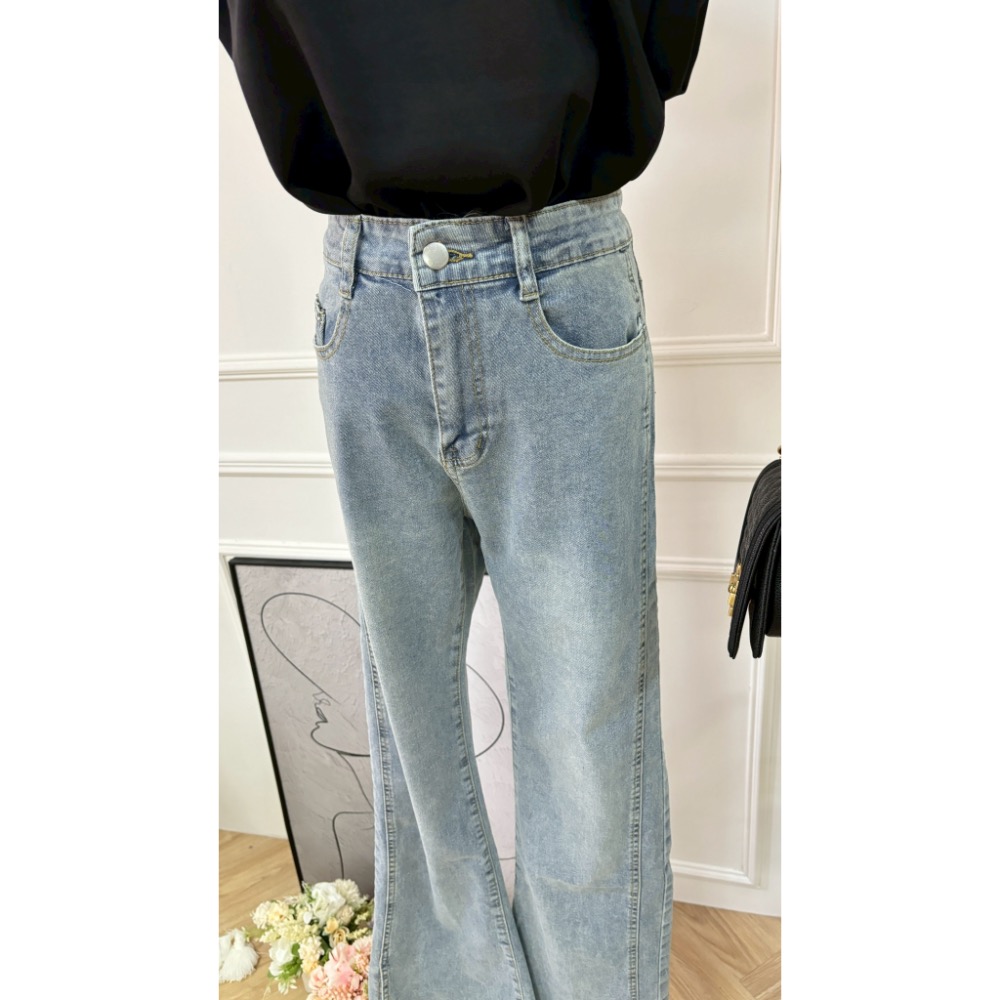 Max Beauty極致。美 韓版微喇叭牛仔褲 單寧 百搭 顯瘦增高 微肉腿 長褲 女性 工作褲單寧喇叭褲 挺版 M12-細節圖11