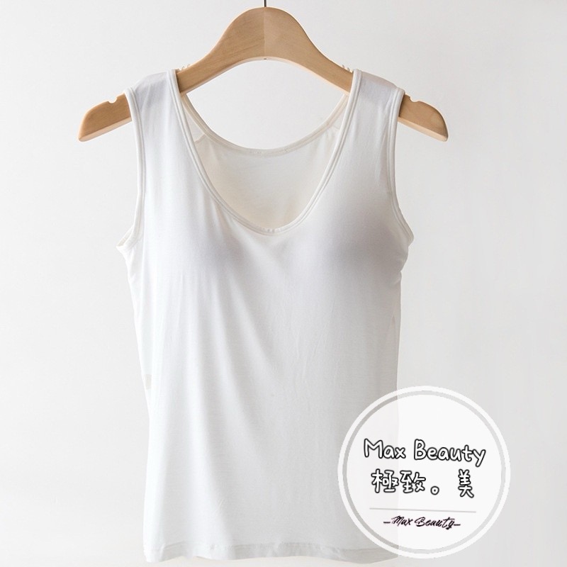Max Beauty極致。美 莫代爾寬肩吊帶背心 Bra Top 無鋼圈背心 涼感背心 睡衣背心 素T 女生背心K118-規格圖10