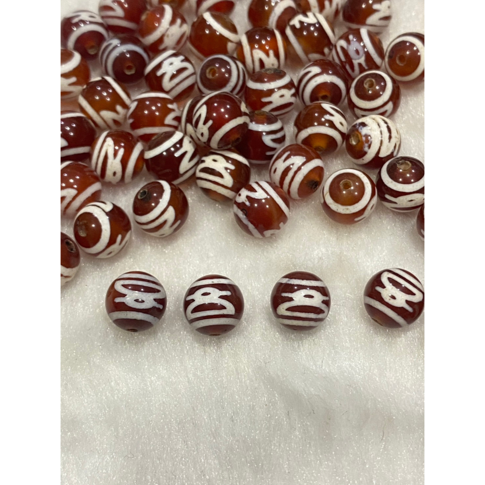 財神天珠紅瑪瑙西藏老天珠財神降臨打通財路集四方財氣無往不利8mm - 琪