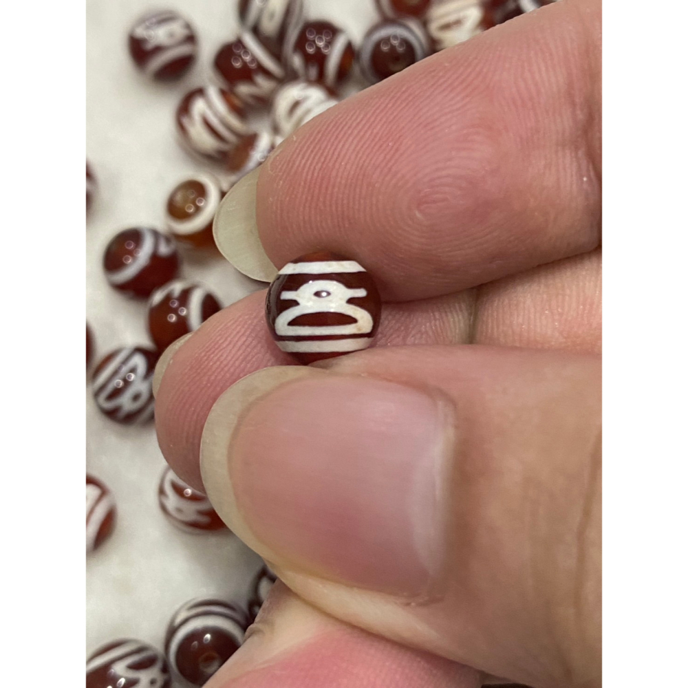 財神天珠紅瑪瑙西藏老天珠財神降臨打通財路集四方財氣無往不利8mm - 琪