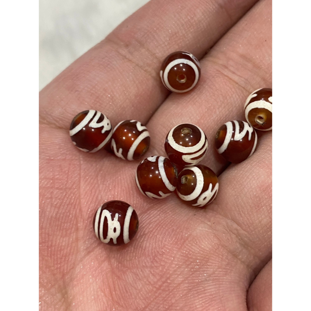 財神天珠紅瑪瑙西藏老天珠財神降臨打通財路集四方財氣無往不利8mm - 琪