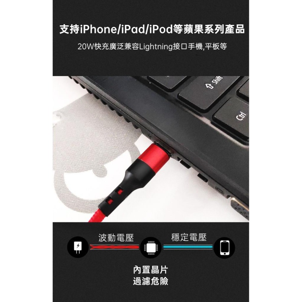 【熱銷現貨】 鋁合金 20W PD快充線 蘋果快充線 PD快充 支持PD快充技術 iPhone i蘋果充電線-細節圖4