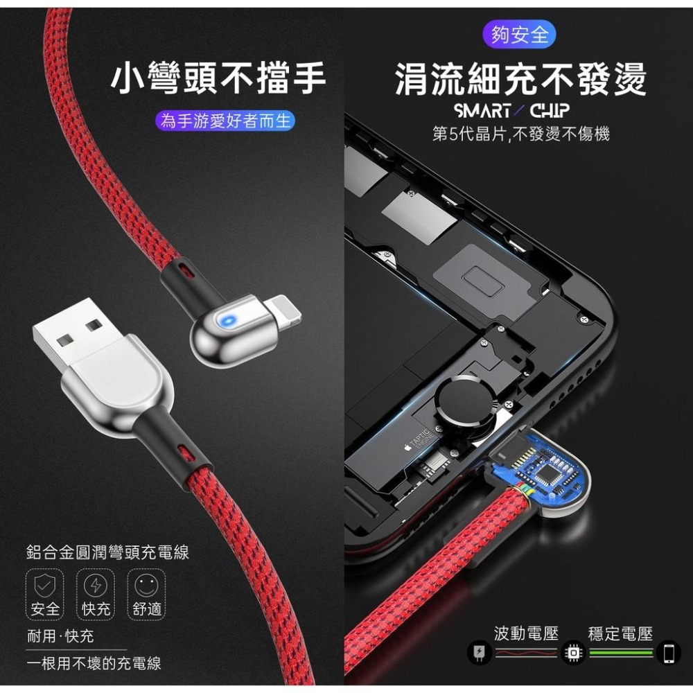 【熱銷現貨】 彎頭鋁合金 iPhone充電線 傳輸線 蘋果快充線 Lightning充電線 蘋果充電線 1.2m-細節圖2