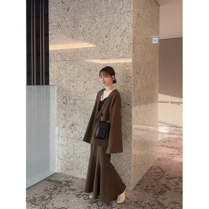 moi tytto 棕色開袖斗篷西裝外套 日牌正品 二手日牌-細節圖5