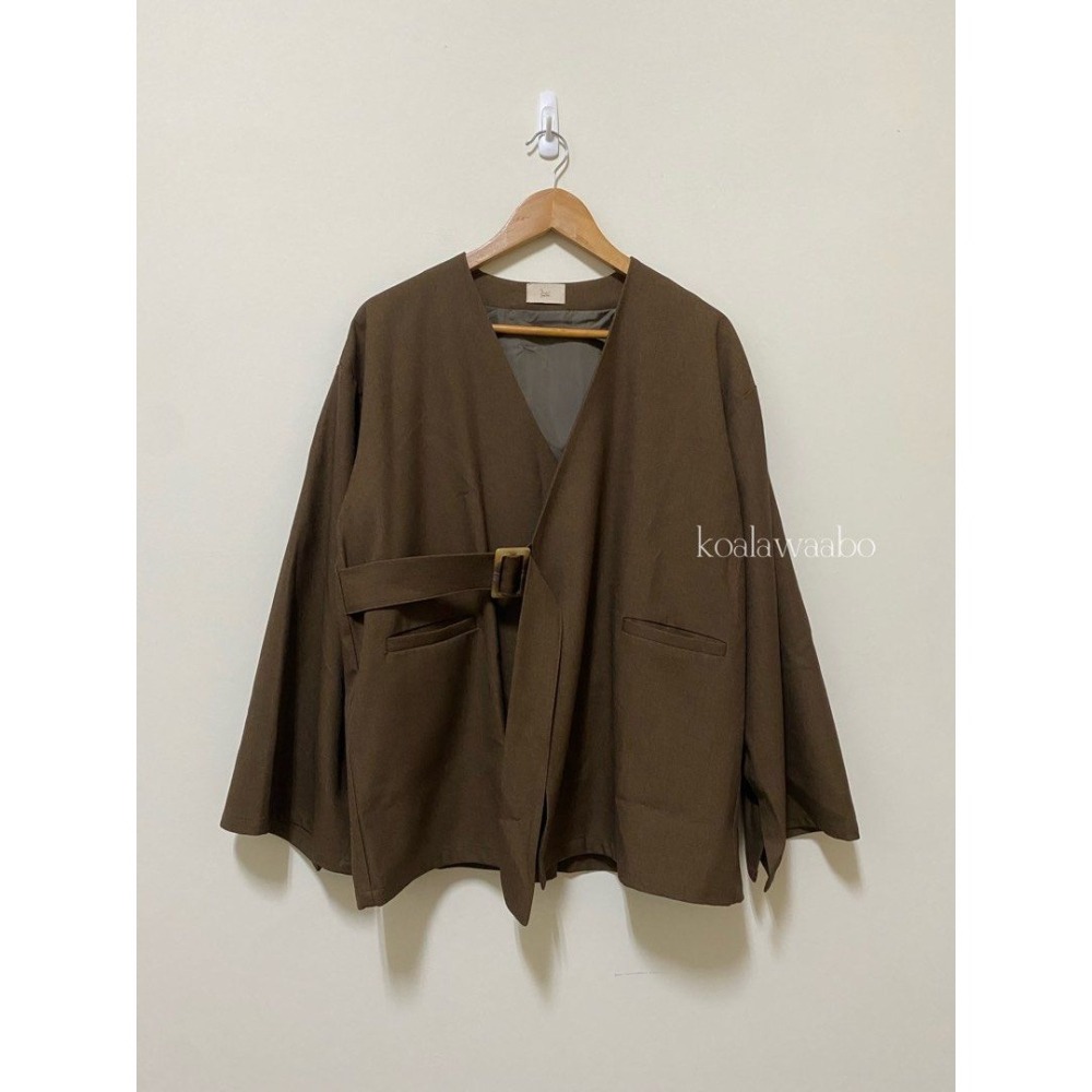 moi tytto 棕色開袖斗篷西裝外套 日牌正品 二手日牌-細節圖7