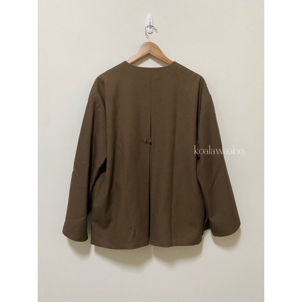 moi tytto 棕色開袖斗篷西裝外套 日牌正品 二手日牌-細節圖8