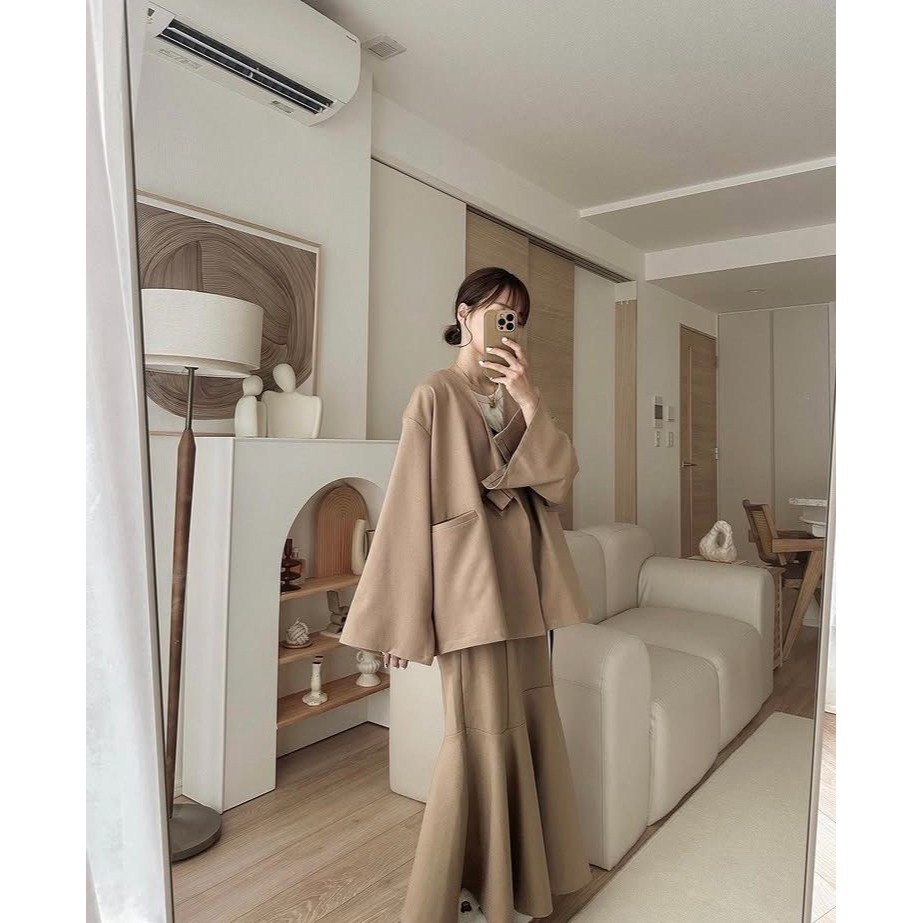 moi tytto 褐色開袖斗篷西裝外套 日牌正品 二手日牌-細節圖5