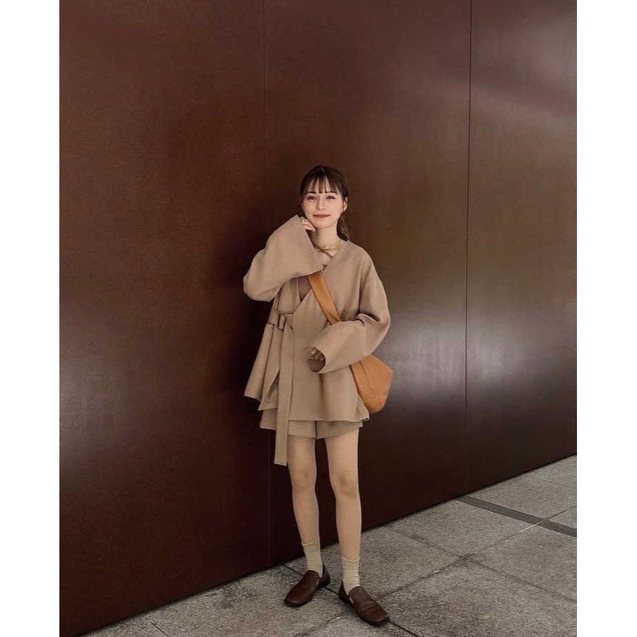 moi tytto 褐色開袖斗篷西裝外套 日牌正品 二手日牌-細節圖6