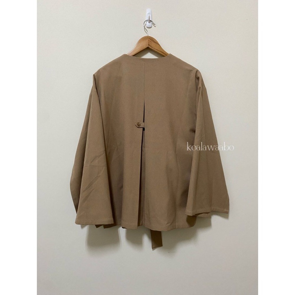 moi tytto 褐色開袖斗篷西裝外套 日牌正品 二手日牌-細節圖8
