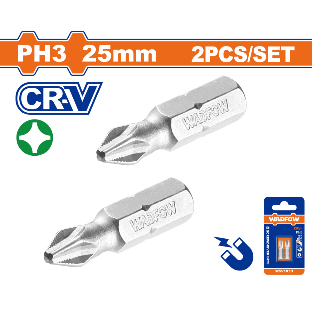 WADFOW 螺絲起子頭/25mm*2支組  (WSV1K11 / WSV1K13)-細節圖2