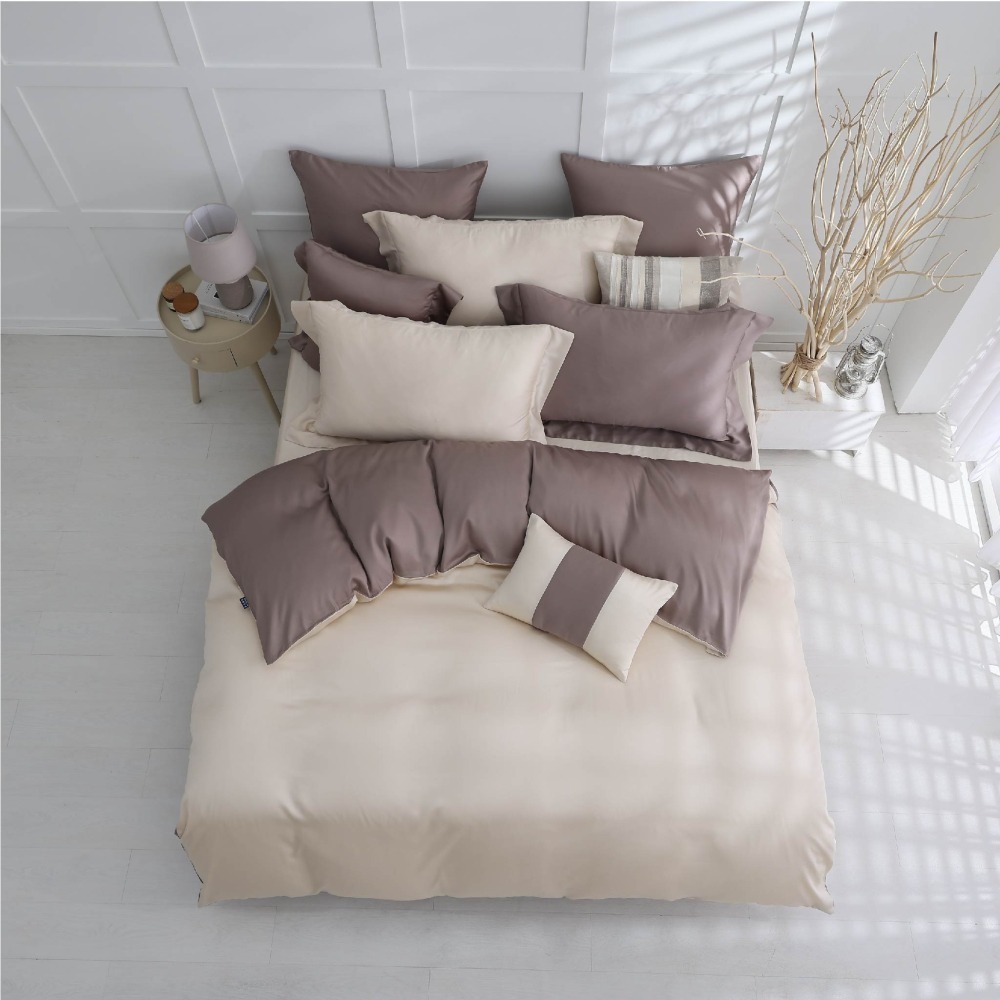 【禾肯居家】60支天絲/IKEA歐規/床包枕套三件式/素色系列/燕麥摩卡-細節圖3