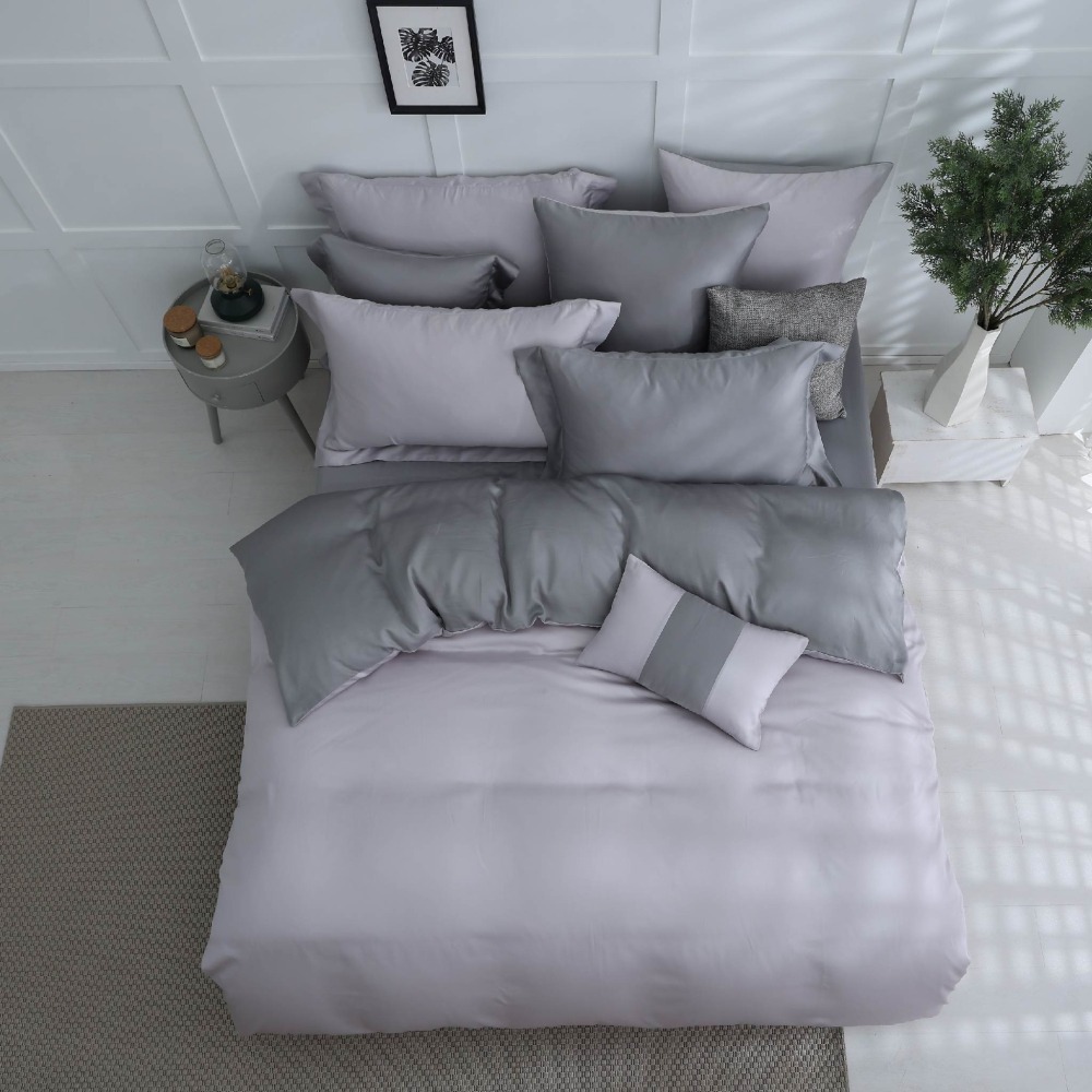 【禾肯居家】60支天絲/IKEA歐規/床包枕套三件式/素色系列/銀河芝麻-細節圖2