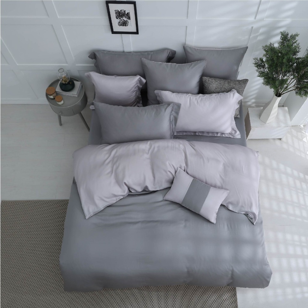 【禾肯居家】60支天絲/IKEA歐規/床包枕套三件式/素色系列/銀河芝麻-細節圖3