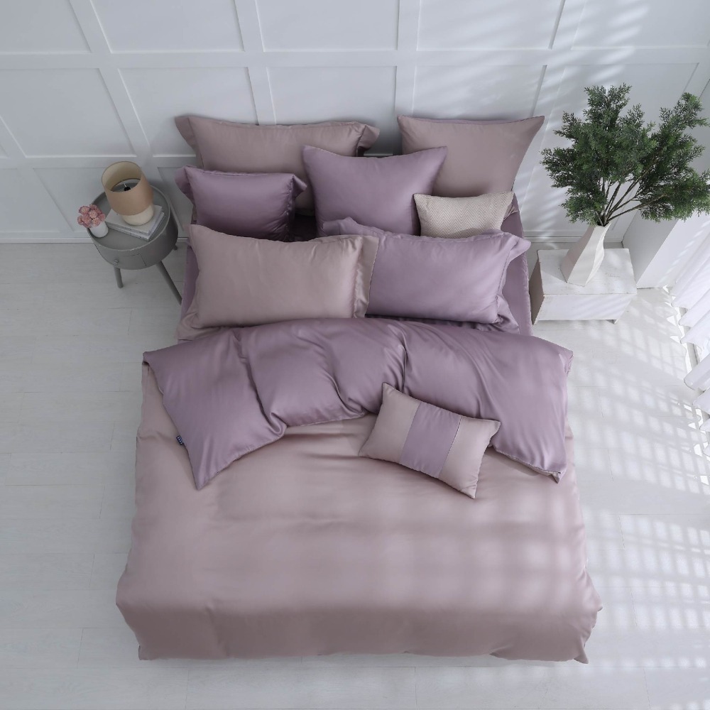 【禾肯居家】60支天絲/IKEA歐規/床包枕套三件式/素色系列/豆沙芋頭-細節圖2