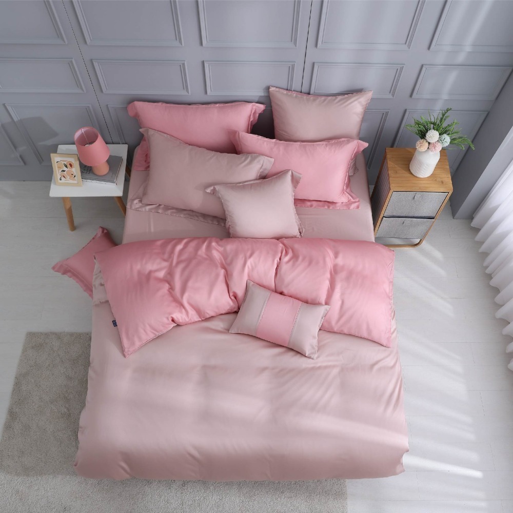 【禾肯居家】60支天絲/IKEA歐規/床包枕套三件式/素色系列/焦糖草莓-細節圖2