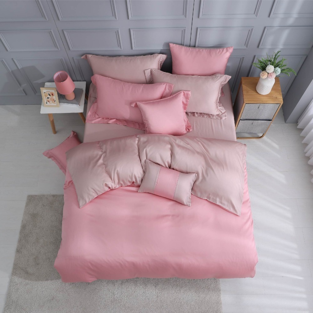 【禾肯居家】60支天絲/IKEA歐規/床包枕套三件式/素色系列/焦糖草莓-細節圖3