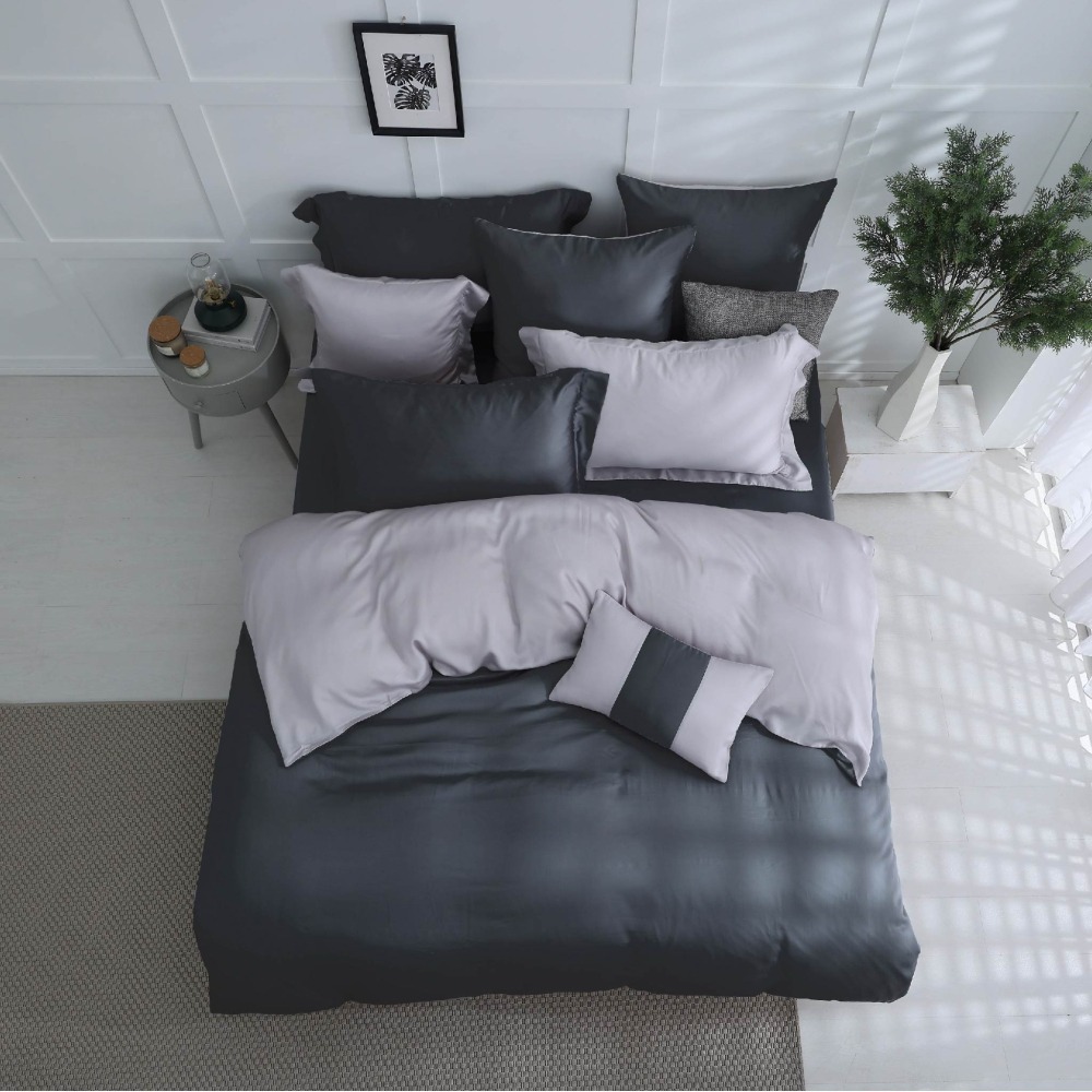 【禾肯居家】60支天絲/IKEA歐規/床包枕套三件式/素色系列/銀河隕石-細節圖2