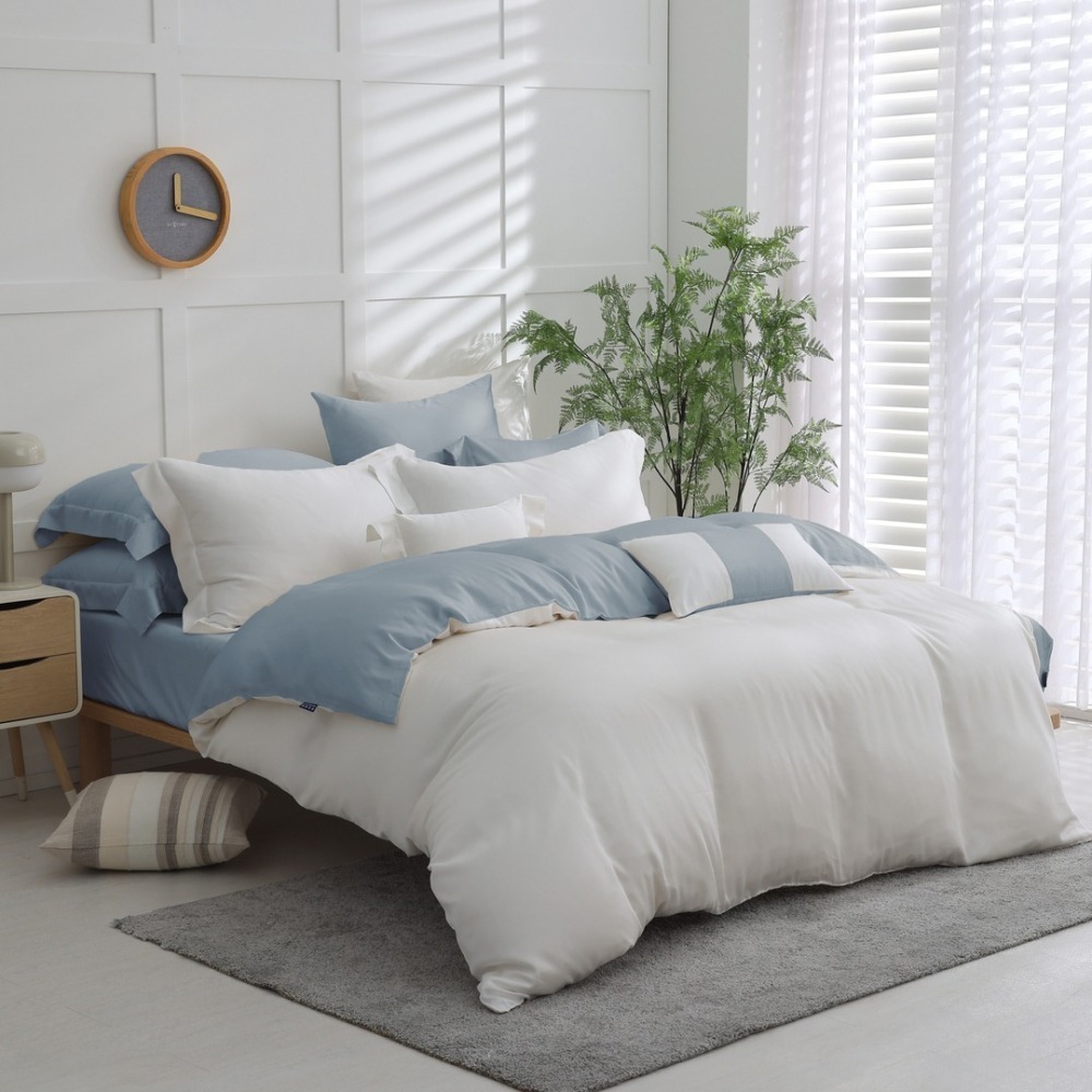 【禾肯居家】60支天絲/IKEA歐規/床包枕套三件式/素色系列/牛奶冰晶-細節圖2