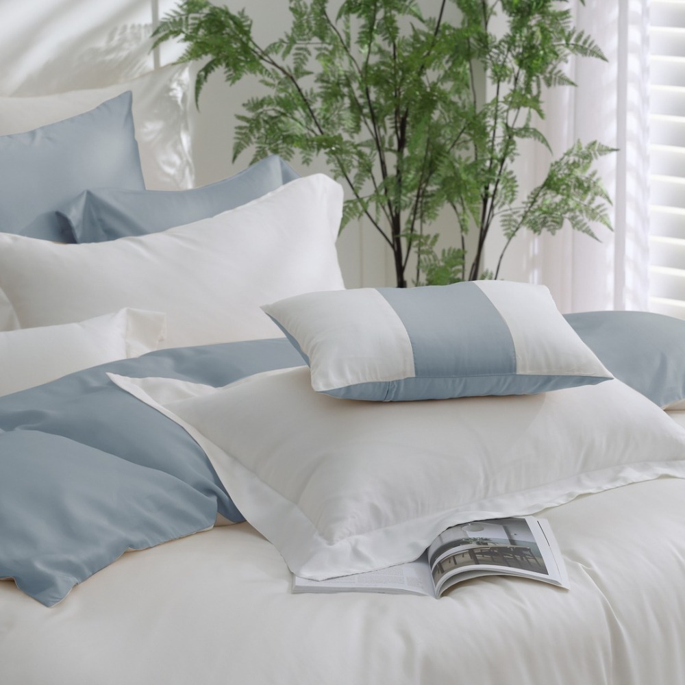 【禾肯居家】60支天絲/IKEA歐規/床包枕套三件式/素色系列/牛奶冰晶-細節圖4