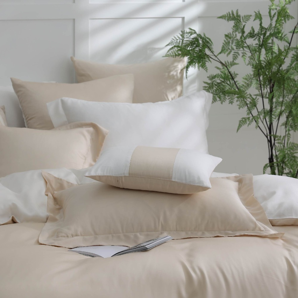 【禾肯居家】60支天絲/單人雙人加大特大/床包枕套三件式/素色系列/牛奶燕麥-細節圖4