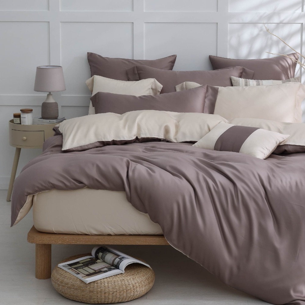 【禾肯居家】60支天絲/單人雙人加大特大/床包枕套三件式/素色系列/燕麥摩卡-細節圖3